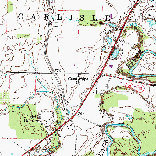 Topographic Map of Good Hope Church, OH