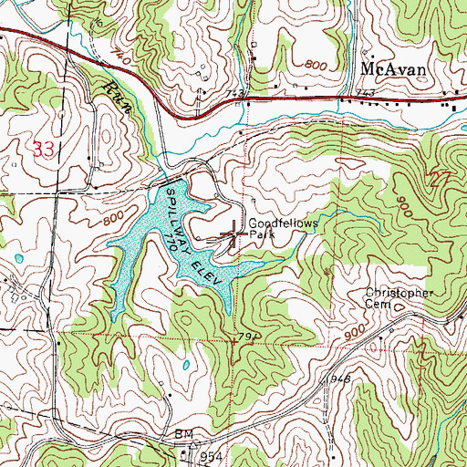 Topographic Map of Goodfellows Park, OH