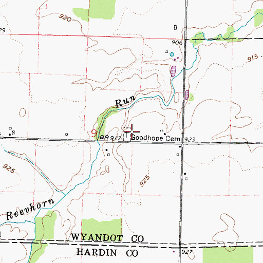 Topographic Map of Goodhope Cemetery, OH