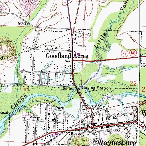 Topographic Map of Goodland Acres, OH