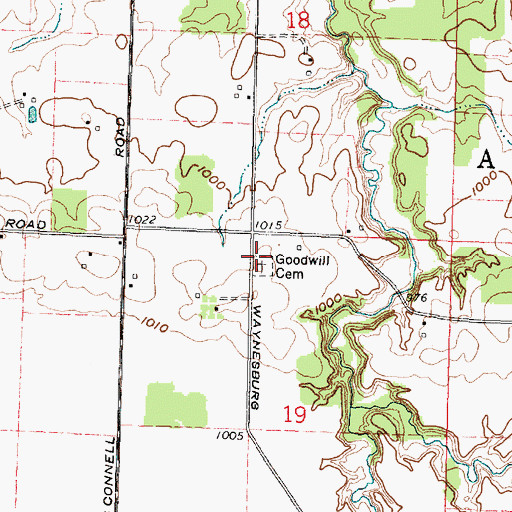 Topographic Map of Goodwill Cemetery, OH
