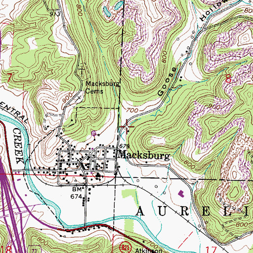 Topographic Map of Goose Hollow, OH