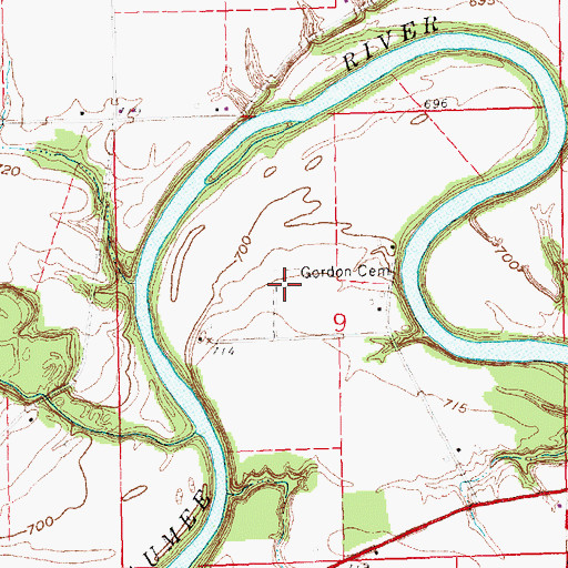 Topographic Map of Gordon Cemetery, OH