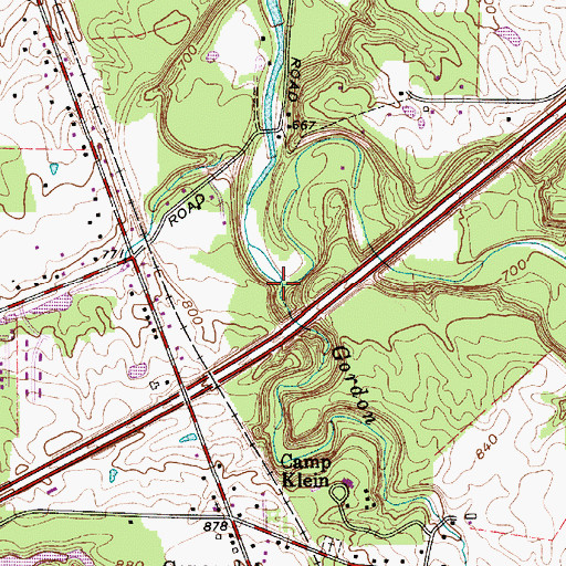 Topographic Map of Jordan Creek, OH