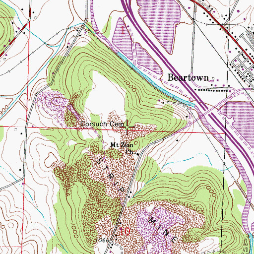 Topographic Map of Gorsuch Cemetery, OH