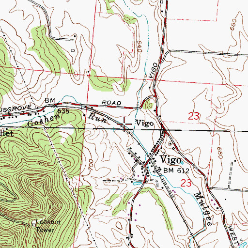 Topographic Map of Goshen Run, OH