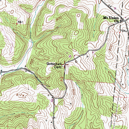 Topographic Map of Gotschall Cemetery, OH