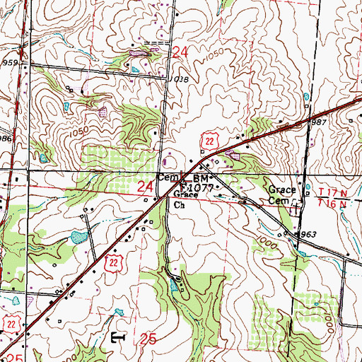 Topographic Map of Grace Church, OH