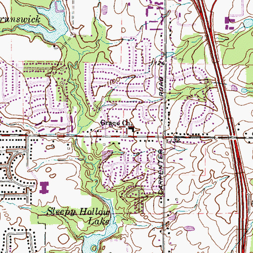 Topographic Map of Grace Church, OH