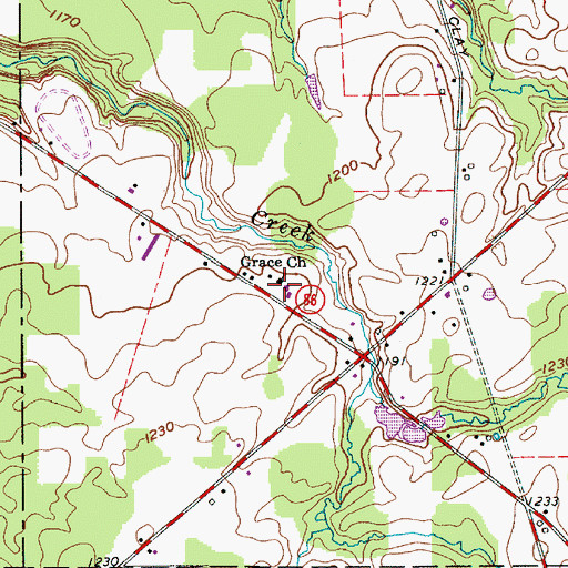 Topographic Map of Grace Lutheran Church, OH