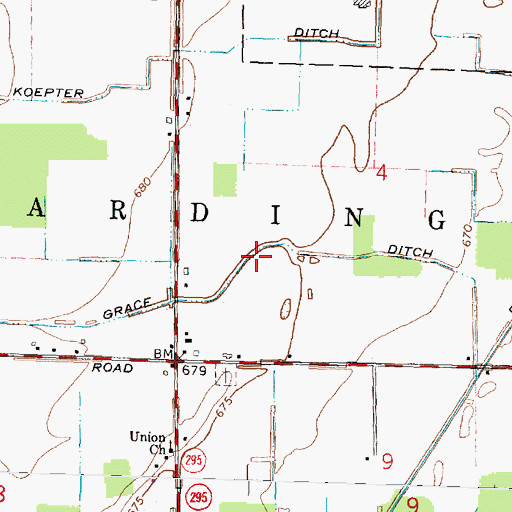 Topographic Map of Grace Ditch, OH