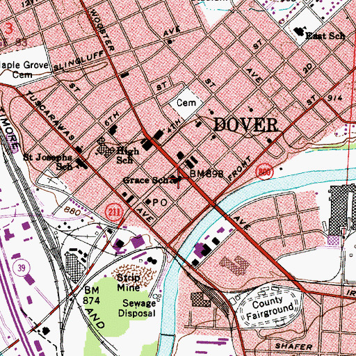 Topographic Map of Grace School, OH