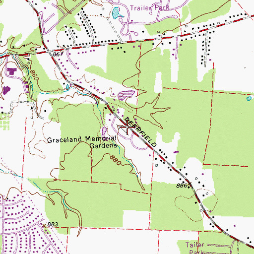 Topographic Map of Graceland Memorial Gardens, OH