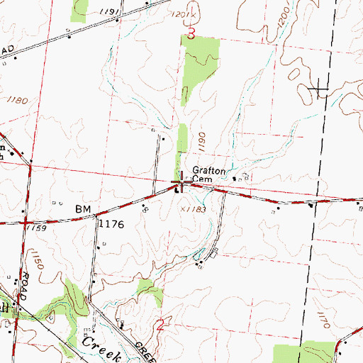 Topographic Map of Grafton Cemetery, OH