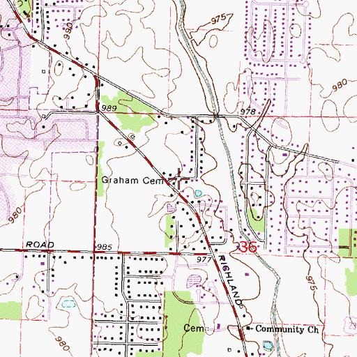 Topographic Map of Graham Cemetery, OH