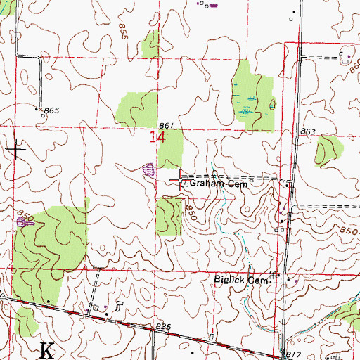 Topographic Map of Graham Cemetery, OH