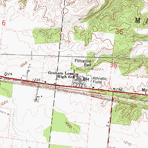 Topographic Map of Graham Local High School, OH