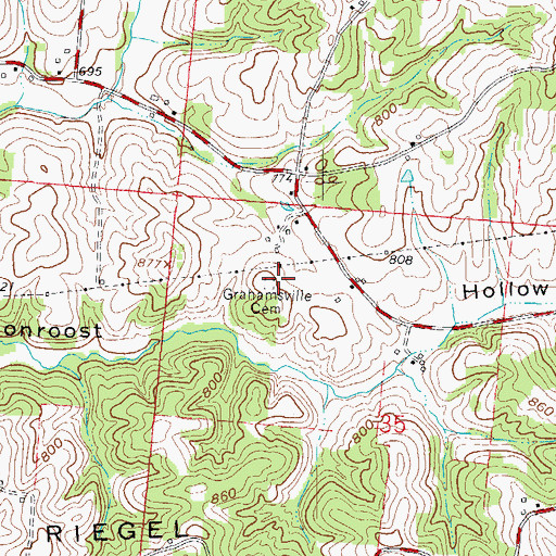 Topographic Map of Grahamsville Cemetery, OH