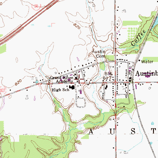 Topographic Map of Grand River Academy, OH