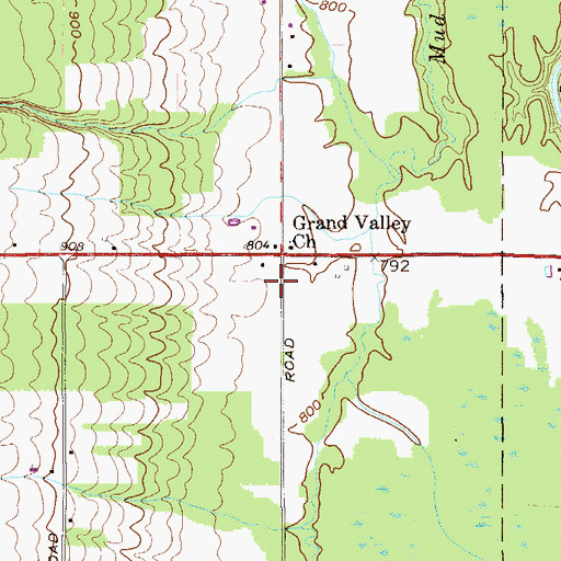 Topographic Map of Grand Valley Church, OH