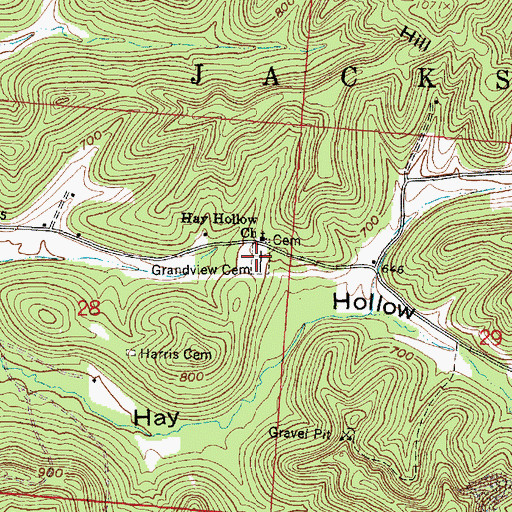 Topographic Map of Grandview Cemetery, OH