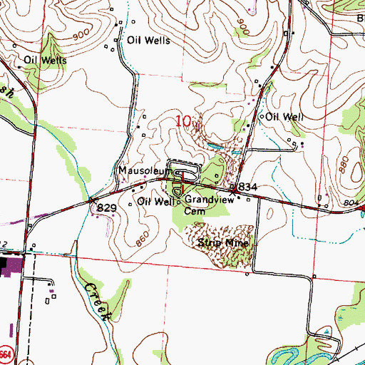 Topographic Map of Grandview Cemetery, OH