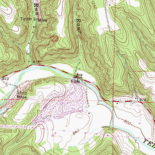 Topographic Map of Granny Bour, OH