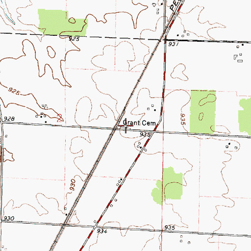 Topographic Map of Grant Cemetery, OH