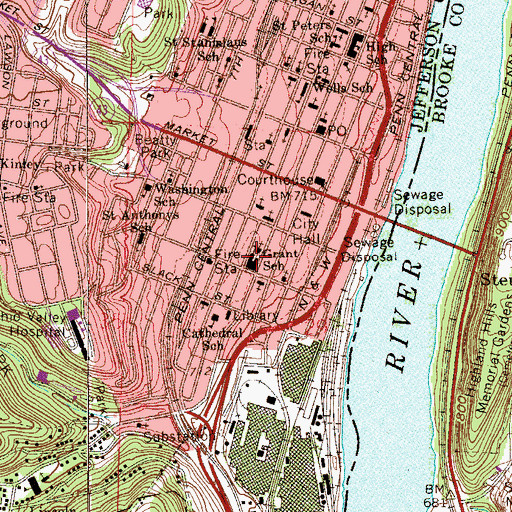 Topographic Map of Grant School, OH