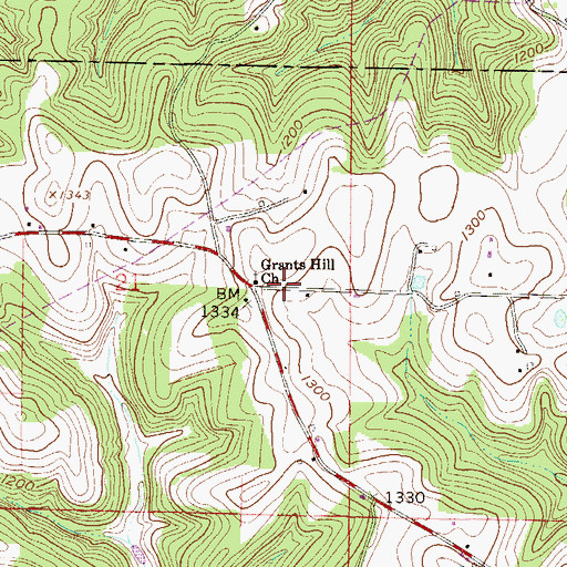 Topographic Map of Grants Hill Church, OH