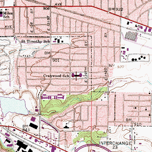 Topographic Map of Granwood School, OH