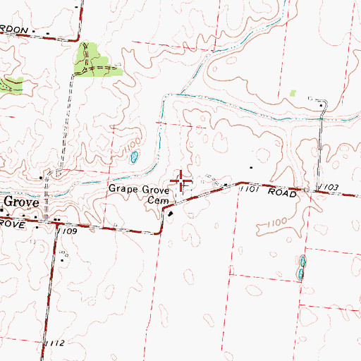 Topographic Map of Grape Grove Cemetery, OH