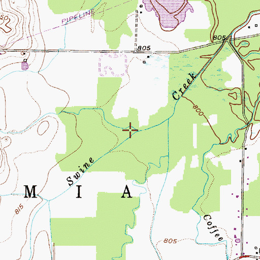 Topographic Map of Grapevine Creek, OH
