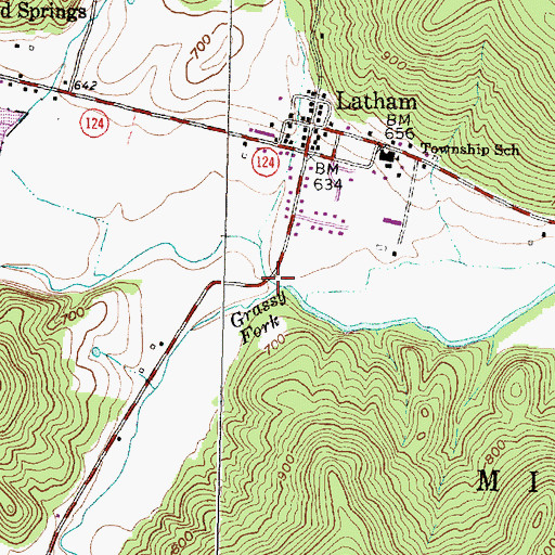 Topographic Map of Grassy Fork, OH