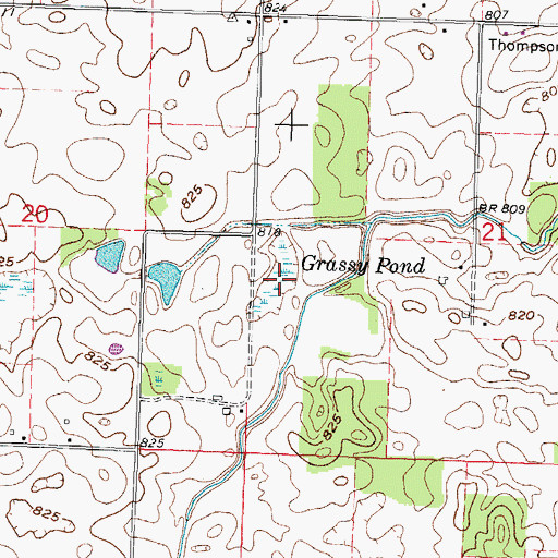 Topographic Map of Grassy Pond, OH