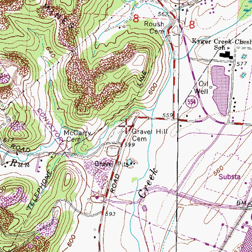 Topographic Map of Gravel Hill Cemetery, OH