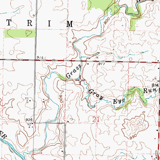 Topographic Map of Gray Eye Run, OH
