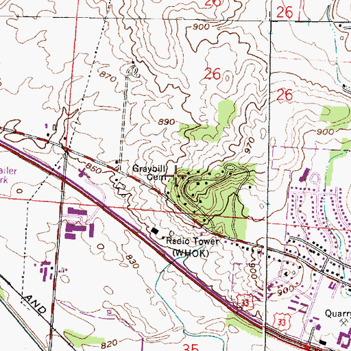 Topographic Map of Graybill Cemetery, OH