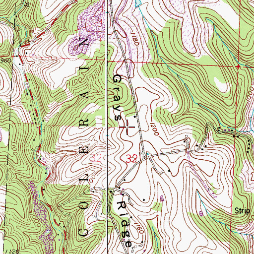 Topographic Map of Grays Ridge, OH