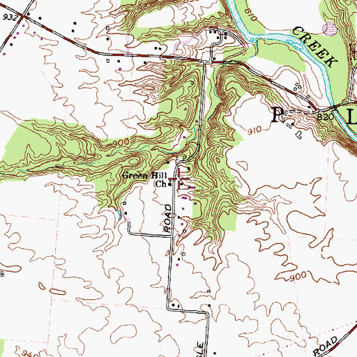 Topographic Map of Green Hill Church, OH