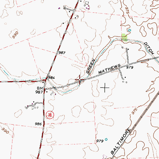 Topographic Map of Green Ditch, OH