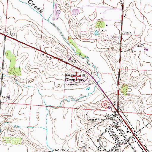Topographic Map of Green Hill Cemetery, OH