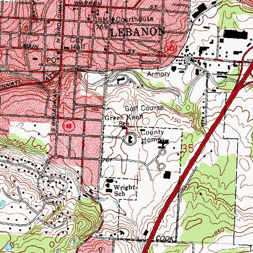 Topographic Map of Green Knoll School, OH
