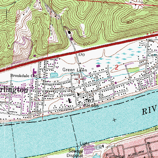 Topographic Map of Green Lawn Cemetery, OH