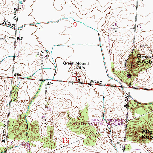 Topographic Map of Green Mound Cemetery, OH