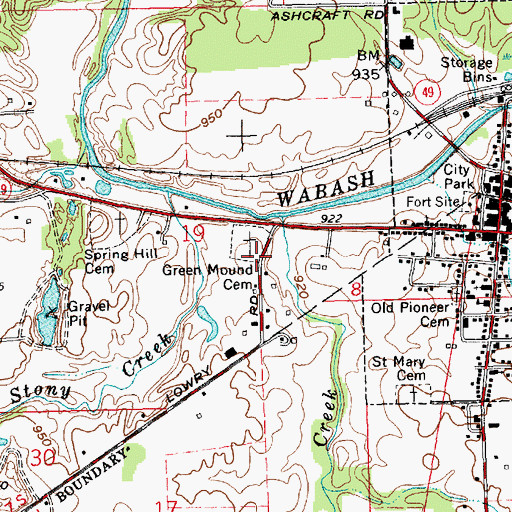 Topographic Map of Green Mound Cemetery, OH