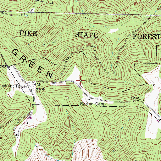 Topographic Map of Green Ridge, OH