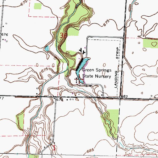 Topographic Map of Green Springs State Nursery, OH