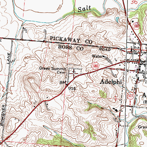 Topographic Map of Green Summit Cemetery, OH