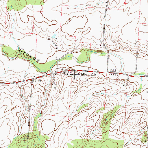 Topographic Map of Green Valley Church, OH